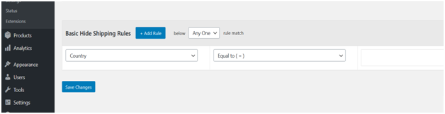 Hiding Location-based Shipping Method in WooCommerce (Country, State, Postcode, Zone) 4 Figure 4 - Hiding Location-based shipping for country