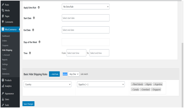 Hiding Location-based Shipping Method in WooCommerce (Country, State, Postcode, Zone) 5 Figure 5 - Hiding shipping for multiple countries