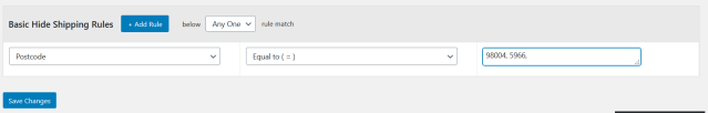 Hiding Location-based Shipping Method in WooCommerce (Country, State, Postcode, Zone) 7 Figure 7 - Hiding Shipping methods based on Postal Code