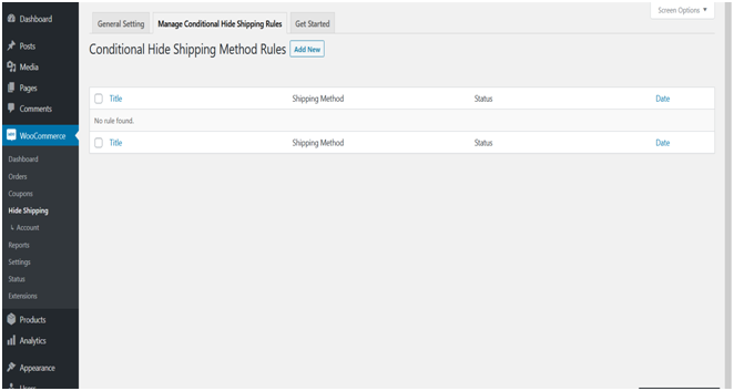 How to Hide WooCommerce Shipping Methods Based on Conditions 4 Figure 2 –Add Conditional Hide Shipping Rules