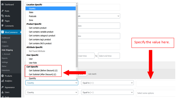 How to Hide WooCommerce Shipping Methods Based on Conditions 7 Figure 5 - Use Case 3 - Hiding the shipping methods as per Cart Subtotal