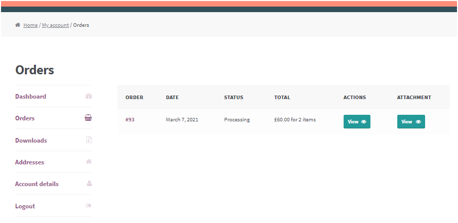 How to Show Attachments Button on Orders Listing Page? 3 Figure 2: WooCommerce add attachment to order Listing Page – An example view of Order Details Page