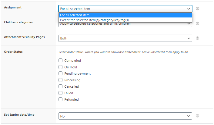 How to display product attachment for different types of users in your WooCommerce Store 6 Figure 5 - Exclude/include selected items