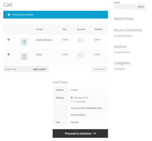 Showing a flat rate in the cart based on geographical location