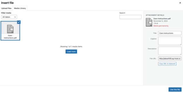 How to Attach a Downloadable PDF To WooCommerce Products (Step-by-Step) 6 Insert a file