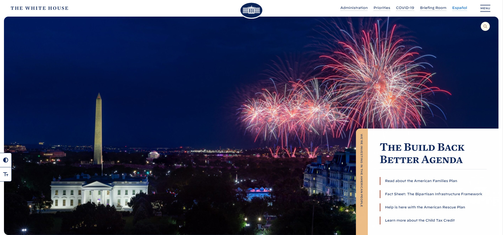 The white house home page
