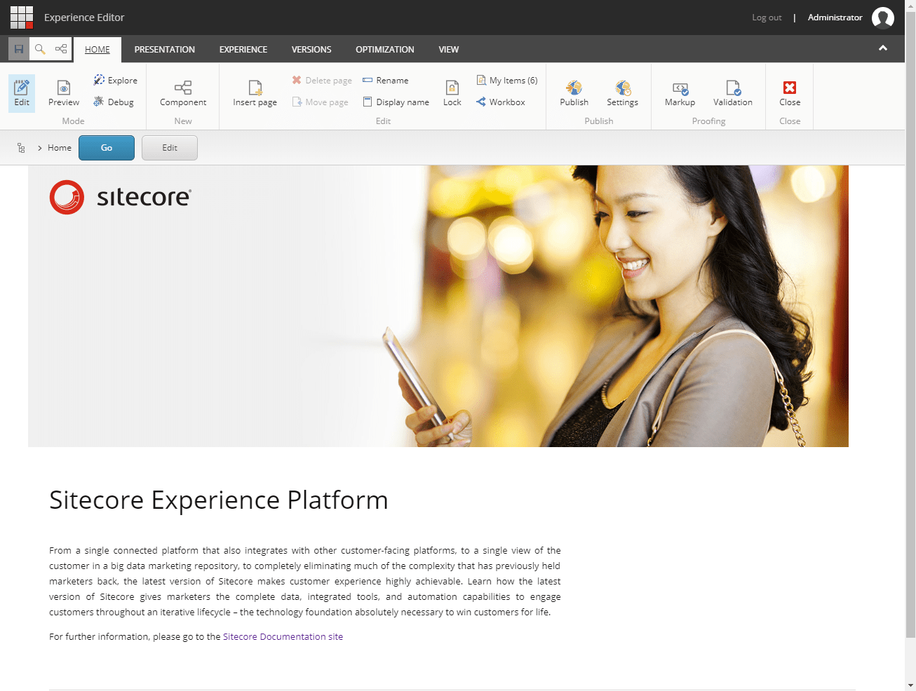Sitecore CMS editor