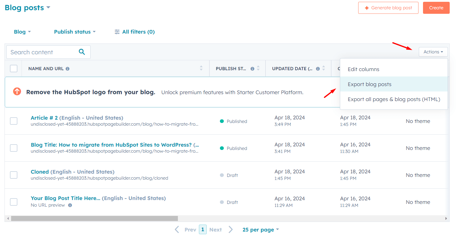 Hubspot-export-blog-posts