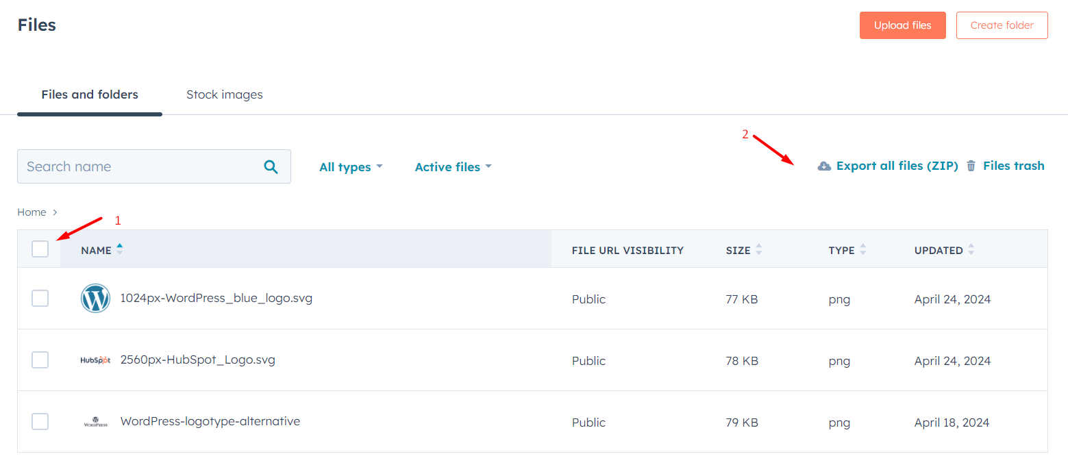Hubspot-export-files