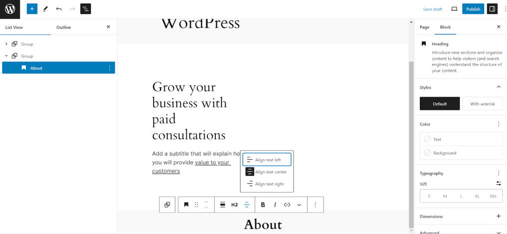 About text