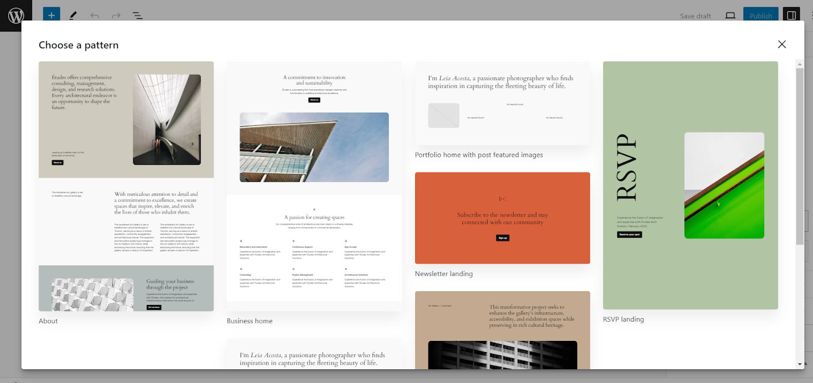 WordPress choose pattern