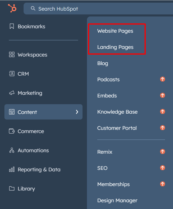 Hubspot pages