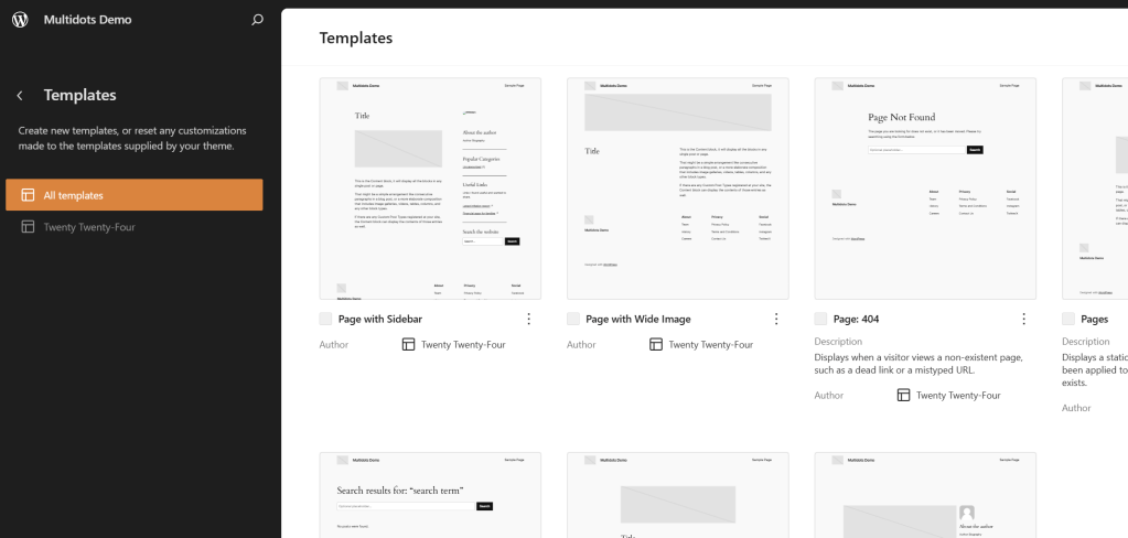 Find the “Page: 404” template