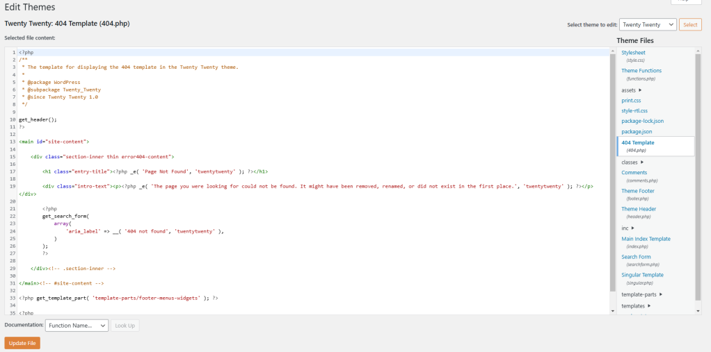 Finding the default WordPress 404 Template