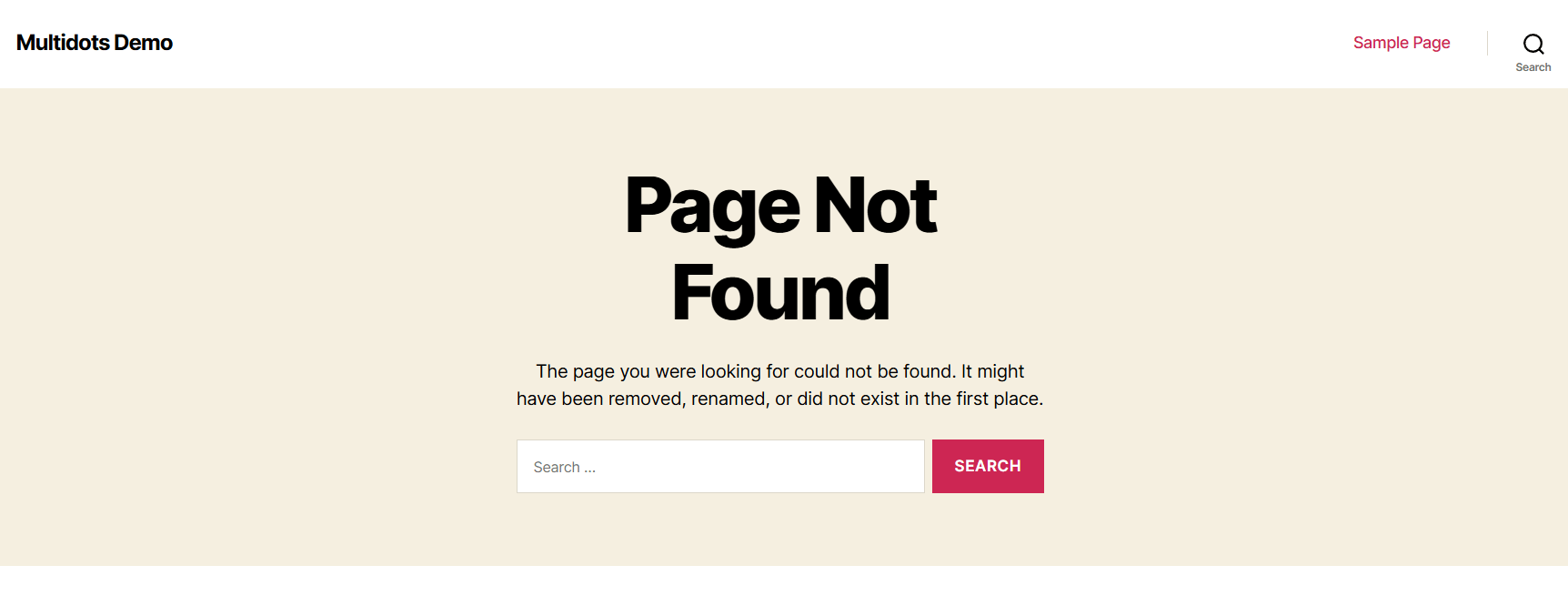 The default 404 page template for the Twenty Twenty theme