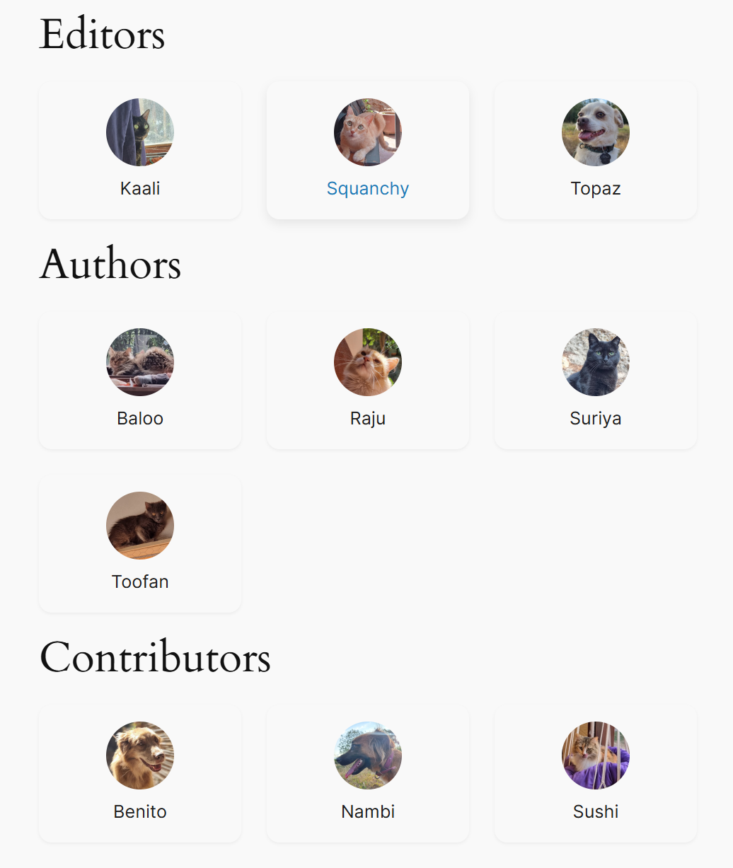 The final stylised dynamic list of users with various user roles.