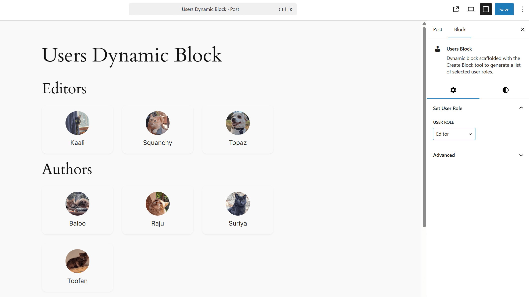 Checking the dynamic block’s render in the block editor using the ServerSideRequest component.