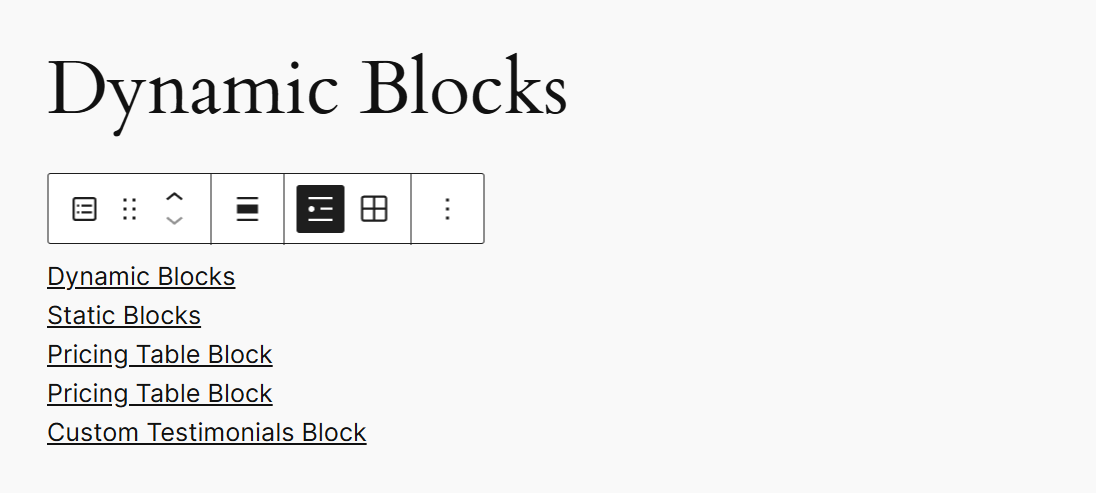 Checking the Latest Posts dynamic block in the block editor