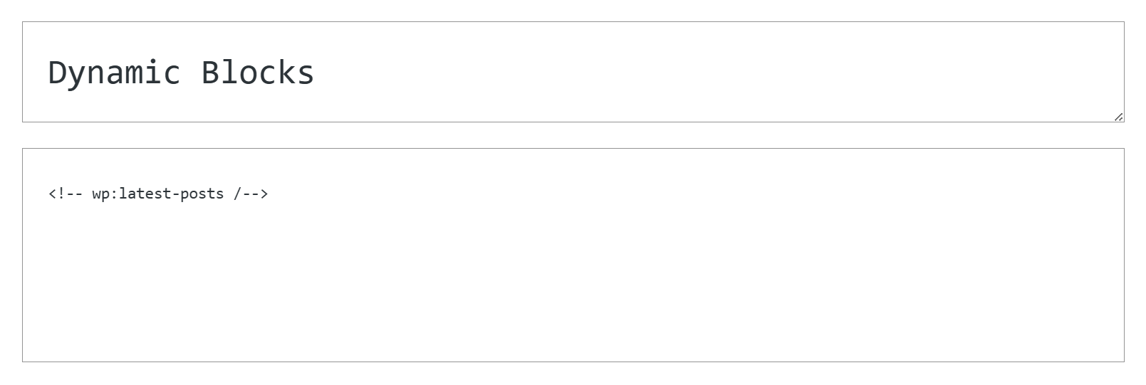 Viewing the Latest Posts dynamic block’s HTML content in the post code editor