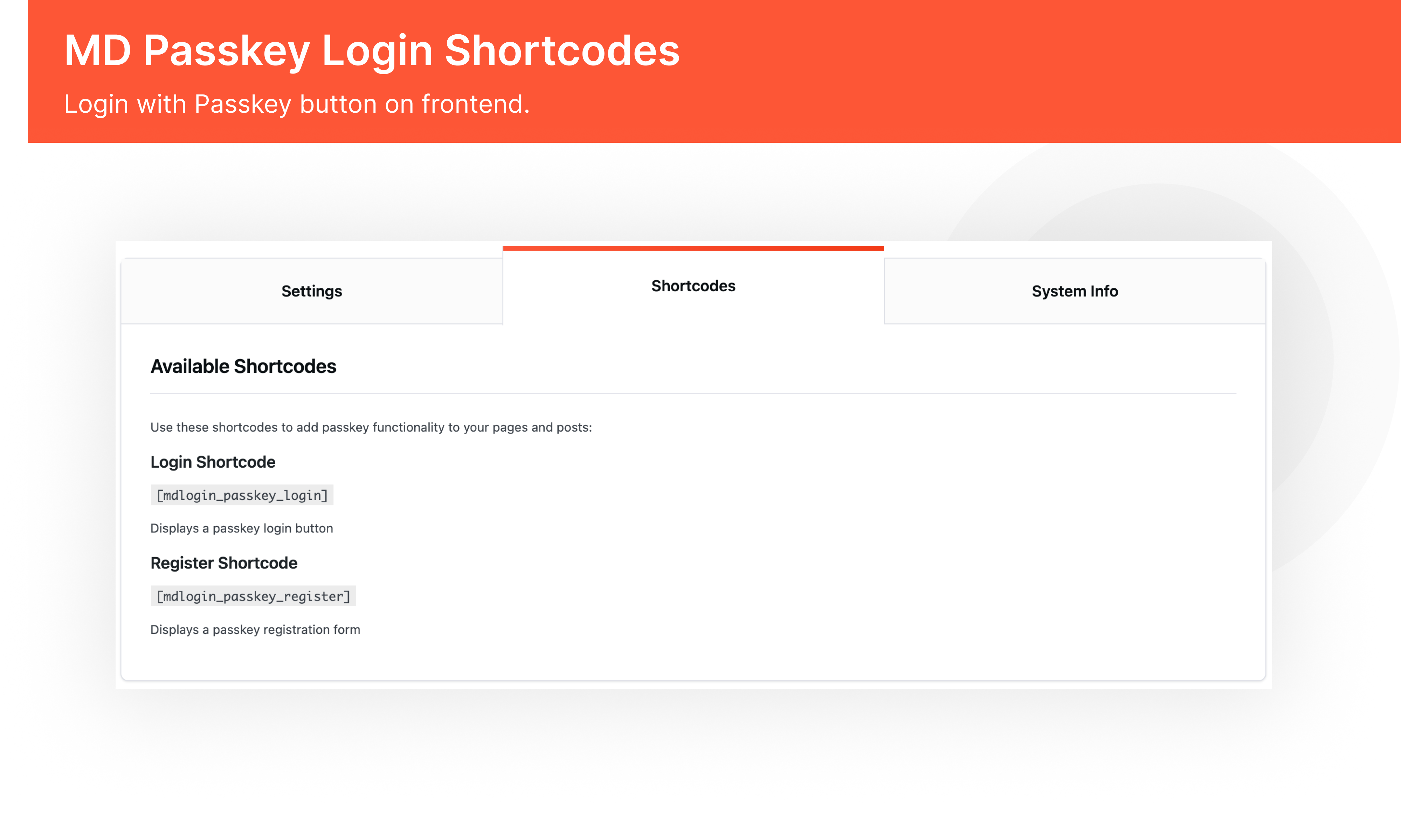 Passkey Login Shortcodes