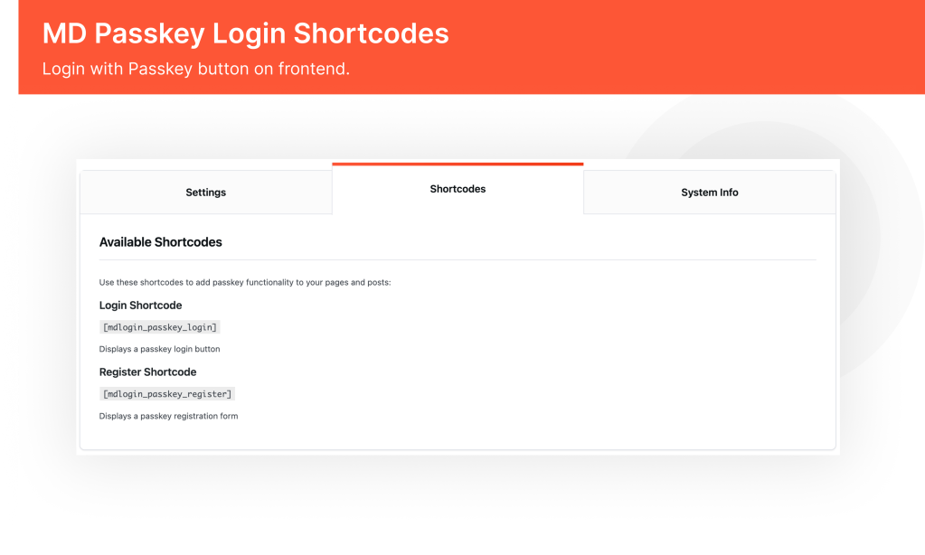 Passkey Login Shortcodes