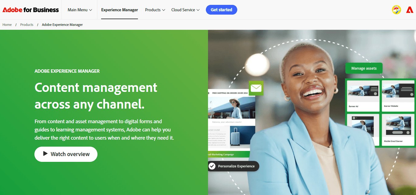 Adobe Experience Manager’s homepage.