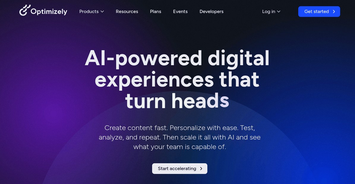 Optimizely’s homepage