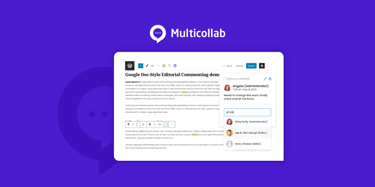 Multicollab: Google Doc-Style Editorial Commenting Plugin for WordPress