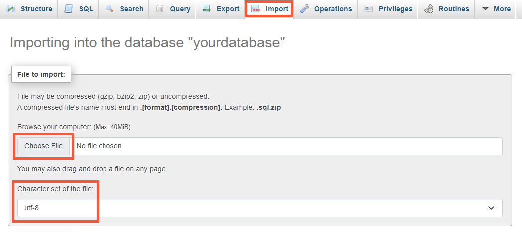 import database