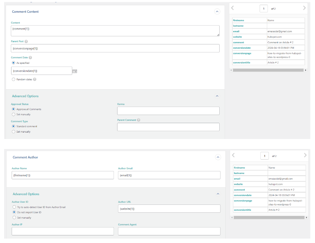 Comment content