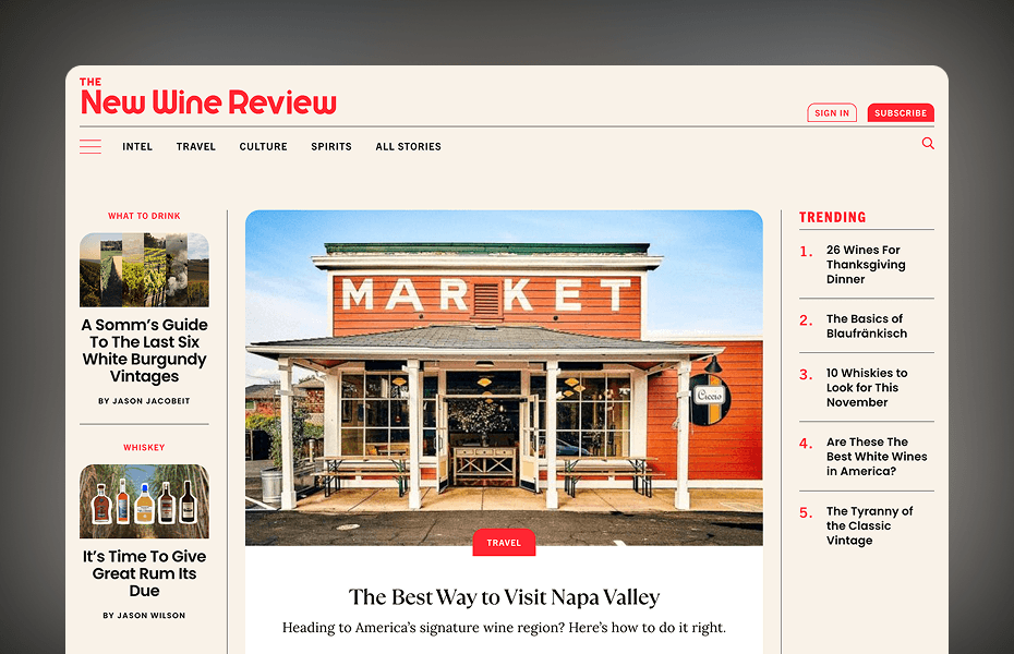 Modern WordPress Experience for Wine Journalism