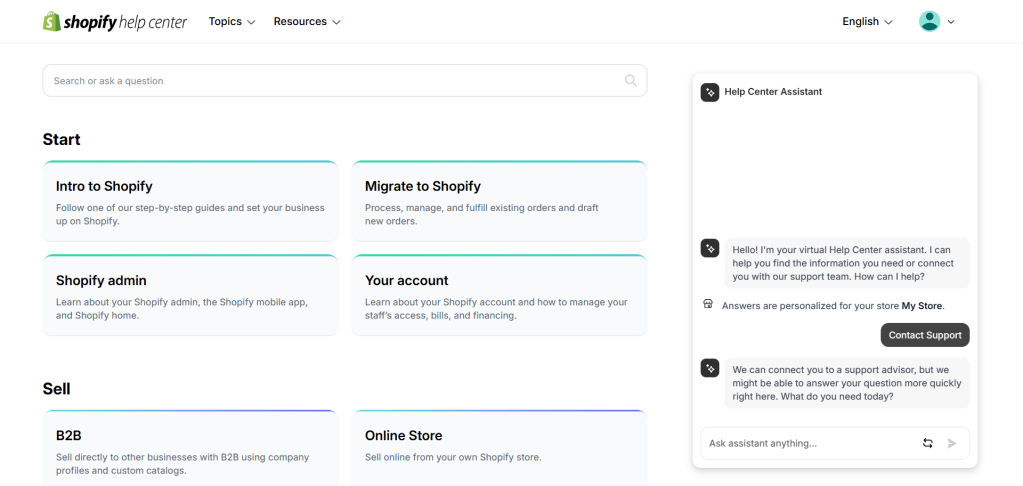 Shopify's Help Center
