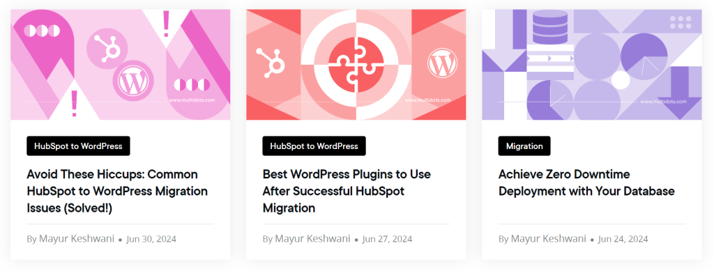 Multidots Blog Page layout