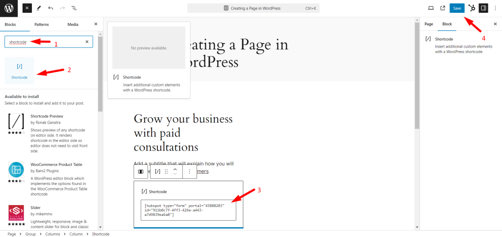 Embed HubSpot form using Gutenberg Editor