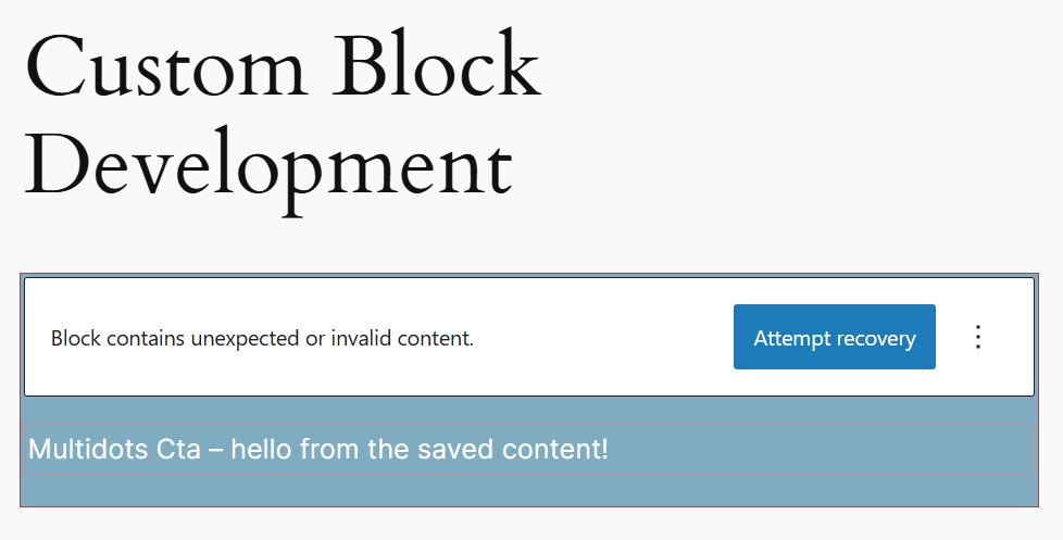 Block validation error after changing the save function