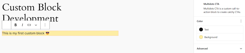 Setting new text and background colors