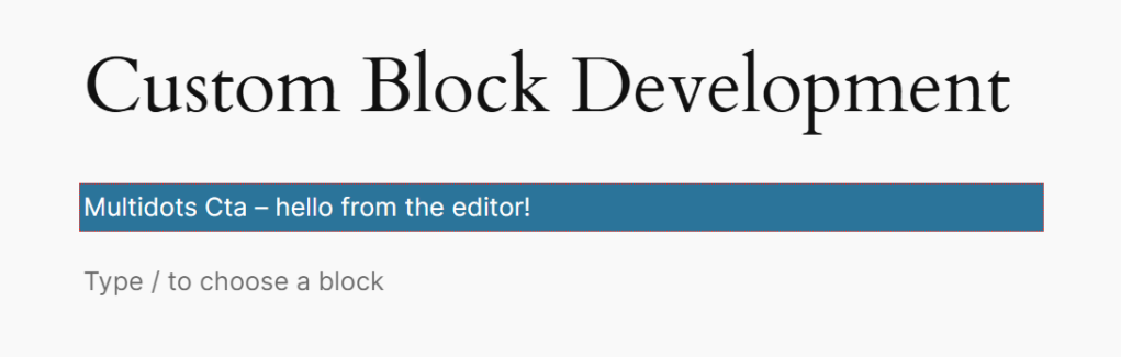 The default block scaffolded by the create-block tool