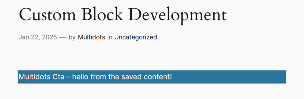 The frontend of the custom block