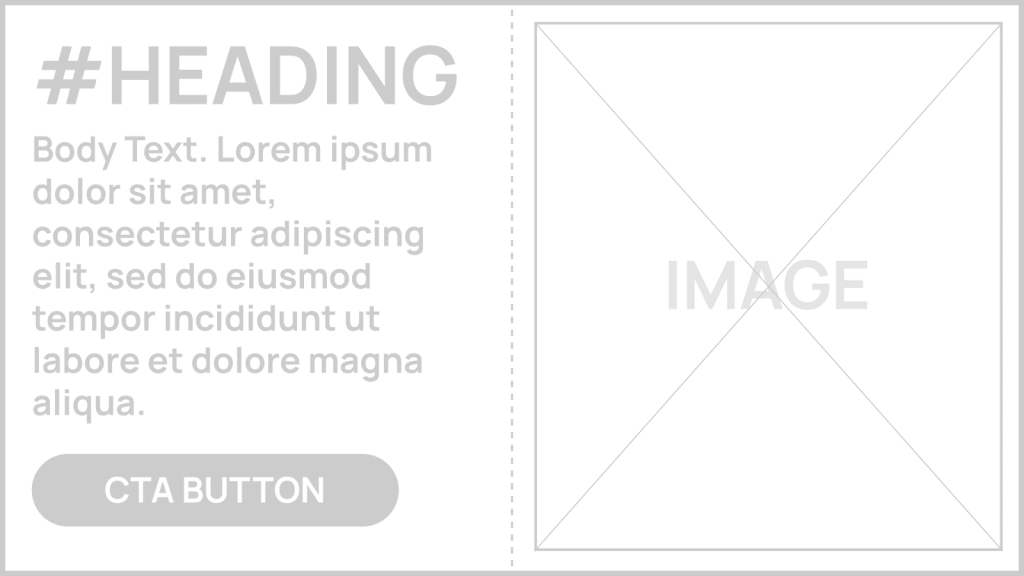Wireframe mockup of the CTA block